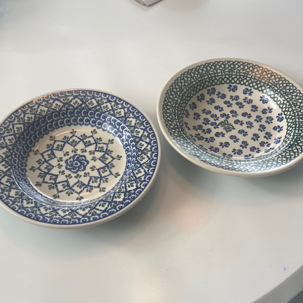 Mix and match polish pottery pasta/ soup/ salad bowls